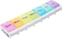 7-Day Pill Weekly Pill Organizer dengan Spring Open Design and Large Comparts to Hold Medications, Vitamin and Suplemen. Arthritis & Travel Friendly and BPA Free