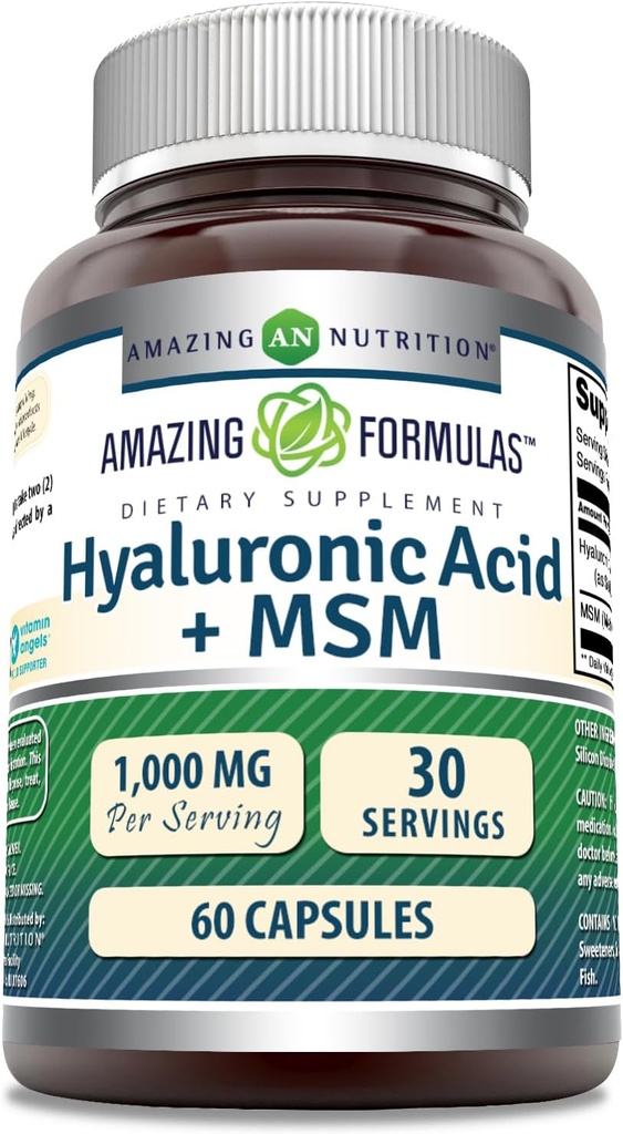 (原始内容存档于2018-09-21) (英语). Amazing Formules Hyaluronic Acid & MSM Supplements + 1000 Mg Pervice + capsules + NO-GMO → Gluten Free → NAUSA (1 Pack, 60 Counts).