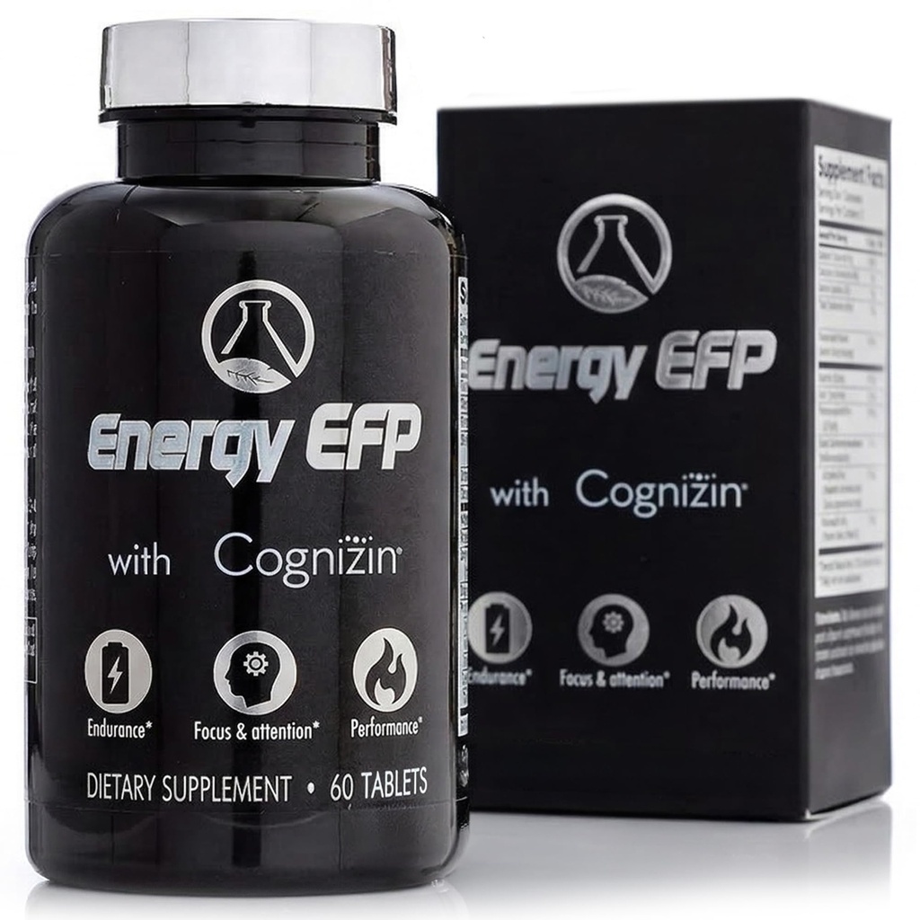 Energy EFP Nootropic Brain Supplements - Brain Vitamins for Energy, Performance, Memory and Attention - Cognizin Citicoline, Vitamin B, Ashwagandha and Ginseng, Co-Developed by NASA, 60 ct