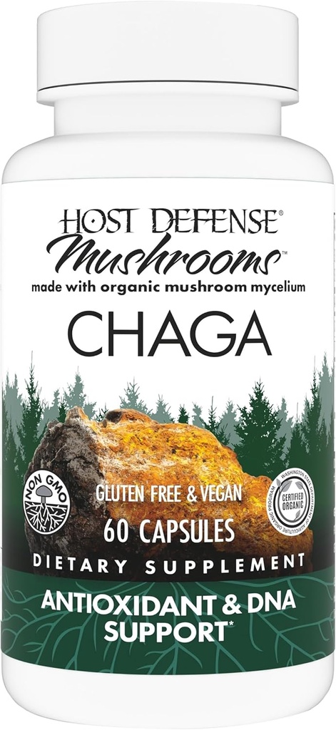 Host Defense Chaga Capsules - Immune System Support supplement - Chaga Mushroom Capsules for Antioxidant Activity Support - Dietary Mushroom supplement - 60 Capsules (30 Servings)*