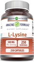 Amazing valemid L-Lysine 500 Mg Amino Acid Supplement | Kapslid | Non-GMO | Gluteenivaba | Valmistatud USAs (1 Pack | 250 Count)