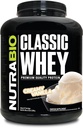 NutraBio Classic Whey Protein Powder- 25G proteínu per scoop - Full-Spectrum Amino Acid Profil - žiadne výplne, umelé farby, konzervačné látky - nízky glycemic Index - krémová Vanilla, 5 libry