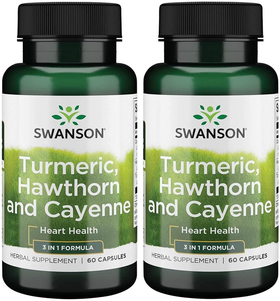 Swanson Full Spectrum Turmeric Hawthorn & Cayenne 60 Capsules (2 Pack)
