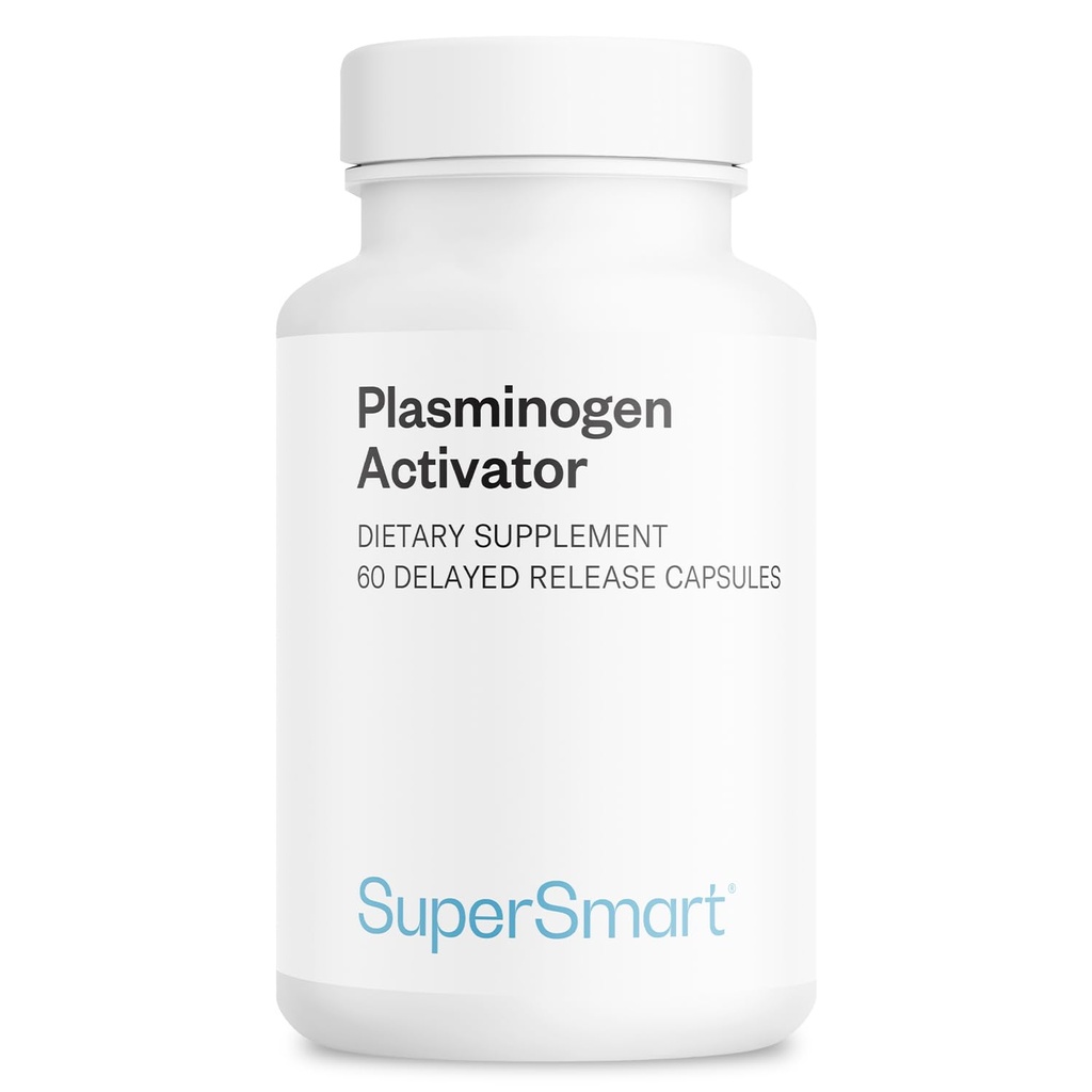 Supersmart Plasminogen Activator (Advanced Formula) - with Pterostilbene, Nattokinase, Serrapeptase, OPC - High Potency Antioxidant Supplement | Non-GMO & Gluten Free - 60 Delayed Release Capsules