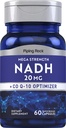 Piping Rock NADH Coq10 תוסף | 20 מ"ג | 60 קפסולות | Mega Power Pills | Non-GMO, Gluten Free Formula