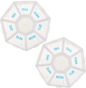 Deke Home - Braille Labeling (2 Pack), 14 Day Pill Boxes, Clear Lids, 2 Week Pill 주최자, Medication Management, Compact, Easy View를 위한 주간 주최자