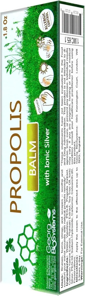 Propolis Balm – Soothing Skin Cream with Silver, Tea Tree Oil & Herbal Extracts – Moisturizing Salve for Dry, Irritated Skin & Minor Scrapes – Non-Greasy Formula – 1 oz (30g) (1 Pack)