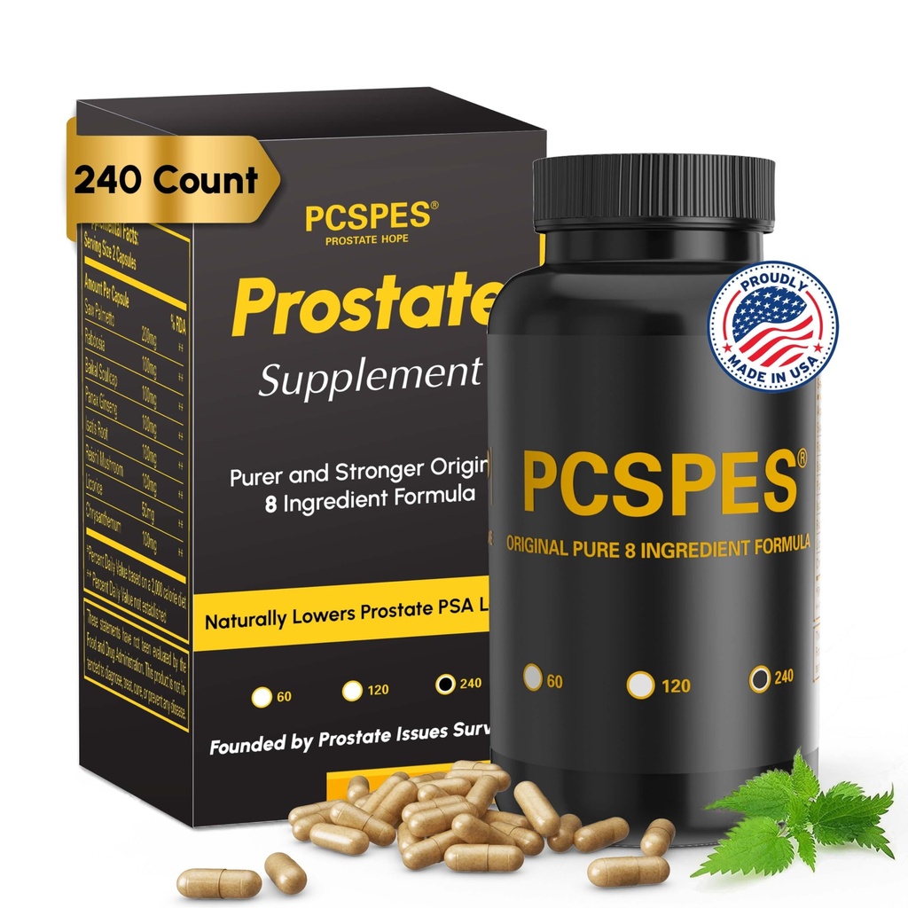 Prostate Supplements for Men - Lower PSA Levels Naturally with Saw Palmetto & 7 Pure Herbs - Bladder Control Supplements & Reduce Nighttime Urination (240 Count)