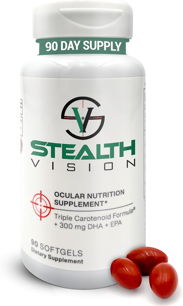 Stealth Vision Eye Vitamiini, Eye Supplement Lutein, Zeaksantiini, ja Meso-zeaksantiini, ei-GMO silmän terveys vitamiinit aikuisille, Vision Essentials täydellinen silmän tuki (90 softgels)