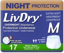 LivDry adults M Incontinence Incontinència sota el Jurat, la comoditat d'una nit, la protecció de Leak, el medi, 17-Pck