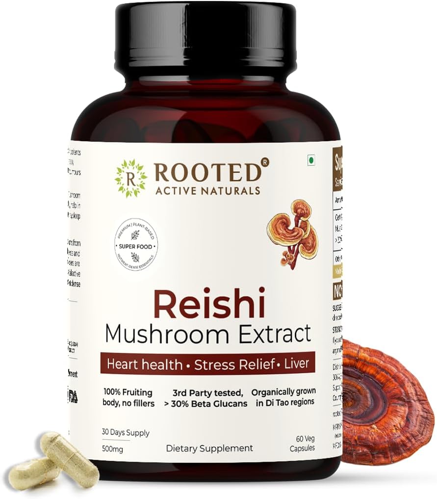 ROOTED Reishi Mushrom Extract Kapsule (60 Veg Caps, 500 mg)