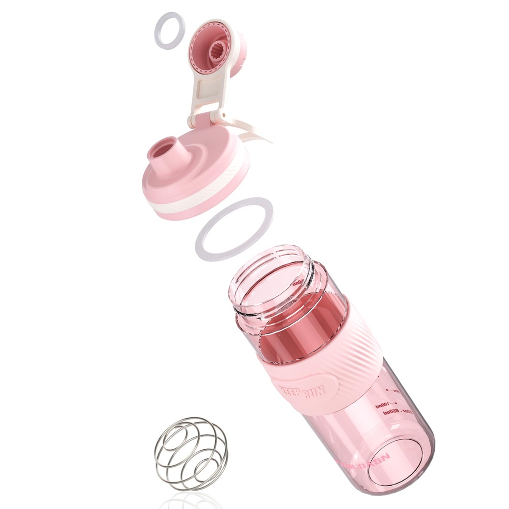 Shaker Bottle - 650ml/23oz, Durable & Leak-Proof, Perfect for Super Creamy Fitness Protein Shakes (Pink)