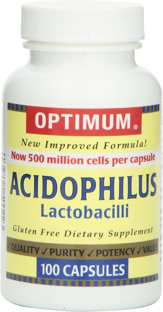 Optimum Acidophilus Lactobacilli Kapsler, 100 greve