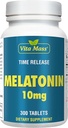 Melatonin 10 mg - TR Time Release - 300 tabletter - Maks styrke