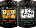 ALPHA LION Superhuman Pre 운동 분말 & 포스트 운동 회복 뭉치, 지속된 에너지 & 초점 + Lean 근육 성장, 힘 & 양 (Hulk 주스 & 게이 스미스 애플)