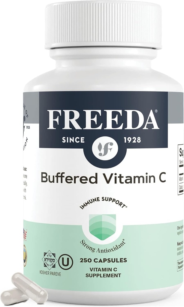FREEDA 维生素C - 增生维生素C 500mg - 科舍尔 - 强抗氧化剂免疫支持 - 敏感胃维生素C C C C C C C 氨酸盐 - 维生素C 500mg - VIT C 补充(250个计数)