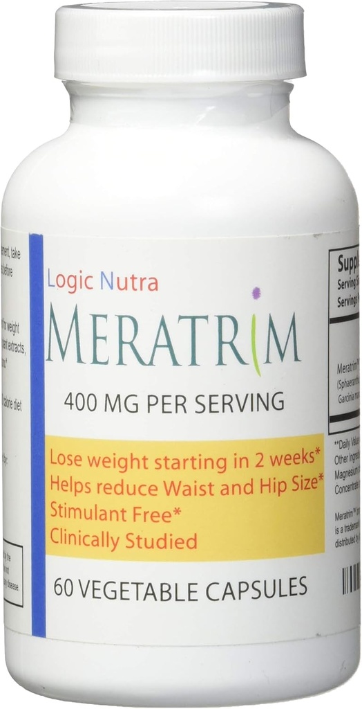 Meratrim Prorietary Band 400 מ"ג - Garcinia מנגוסטן (Fruit Rind) הפקה - Stimulant חינם - 60 קפסולות ירקות