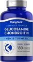 Piping Rock glucosamino Chondroitin MSM ir Turmeric ® 124; 180 Capsules ® 124; Complex Addition ® 124; Advanced Double Formulės ® 124; Non- GMO, Gluten Free