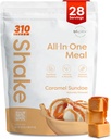 310 Ernæring All-In-One Meal Replacement Shake Powder - Plant-basert protein Smoothie Blande w/High Fiber, Probiotika og Adaptogens - Lav carb, Vegan, Keto & Paleo Vennlig - Caramel Sundae - 28 Srv