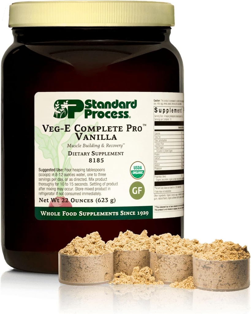 Processo padrão Veg-E Pro completo - Pó de proteína orgânica, baseada em plantas para construção e recuperação muscular - Suporta cabelo, pele e unhas - Vegan & Gluten-Free - Baunilha, 18 Servings