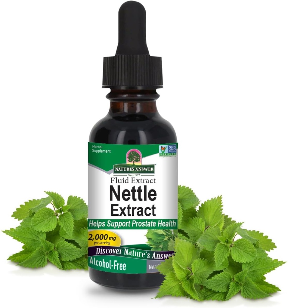 Nature's Answer Nettle Leaf 1oz Extracto | Prostate Suppot | Concentrado Dark Green Nettle Leaf Herbal Suplemento | Non-GMO, Kosher, Gluten-Free, & Alcohol-Free | Single Count
