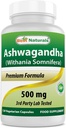 Best Naturals Ashwagandha Kapsler for avslappende stress og humør, 500 mg, 120 greve (Packing kan variere)