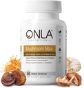ONLA Vegan Mushroom Supplement - 10-in-1 Lions Mane Mushroom, Reishi Mushroom, Cordyceps, Shiitake - Mushroom Capsules für Immunsystem, Natural Brain Ergänzungen für Gedächtnis und Fokus (60 Cap)