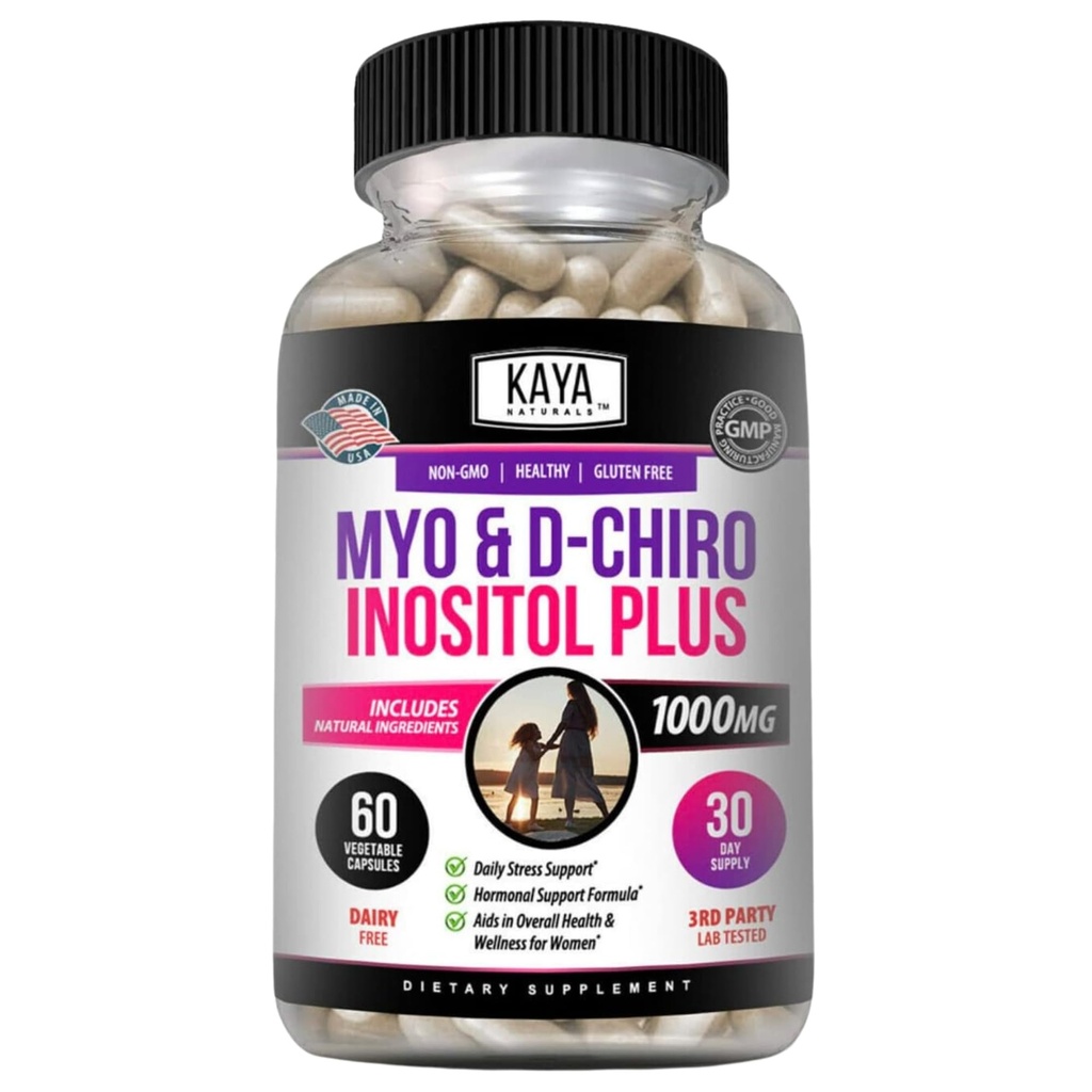 Kaya Naturals Myo & D-Chiro Inositol Plus Support for Women, Vitamin B8-60 Capsules