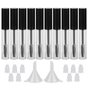 GTHER 10PCS 10ML Tukša Maskaras caurules pudele ar skropstu zoli, gumijas ieliktņi un piltuves komplekts rīcineļļai/augšanas eļļai, DIY Cream konteiners ar vāciņu, melna