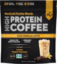 MariGold High protein Kahve - Buzlu Vanilla Latte, 20g Grass-Fed Whey Protein Isolate, Enerji & Workout Boost, 2 Shots Organik Espresso, Non-GMO, 1 Net Carb, 1 Lb Bag, 15 Hizmet