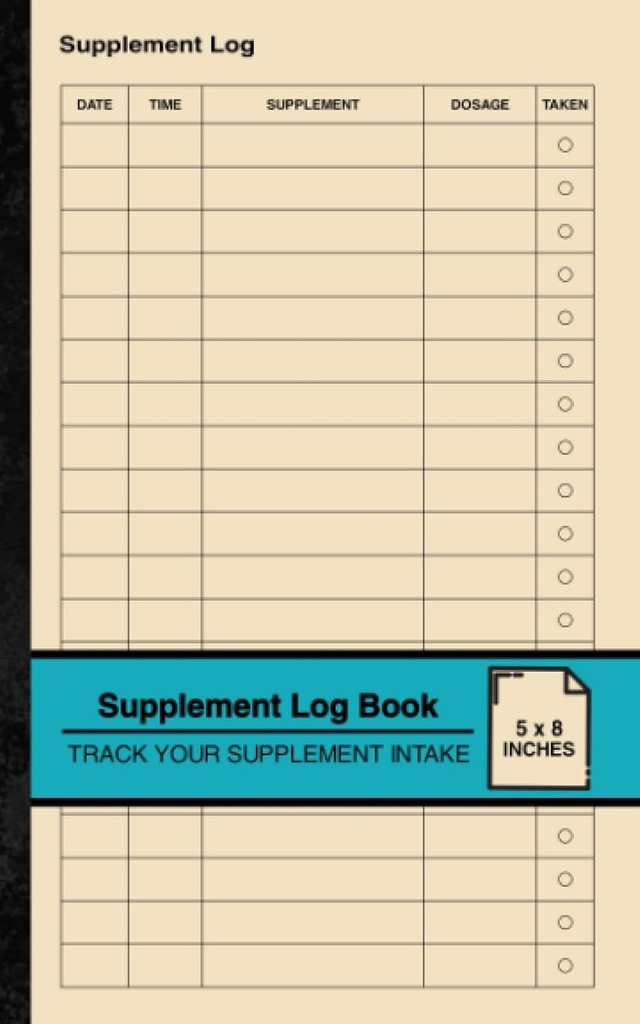 Tamam Log Book: Simple Supplement Logbook | Track Your Supplement Intake | Small