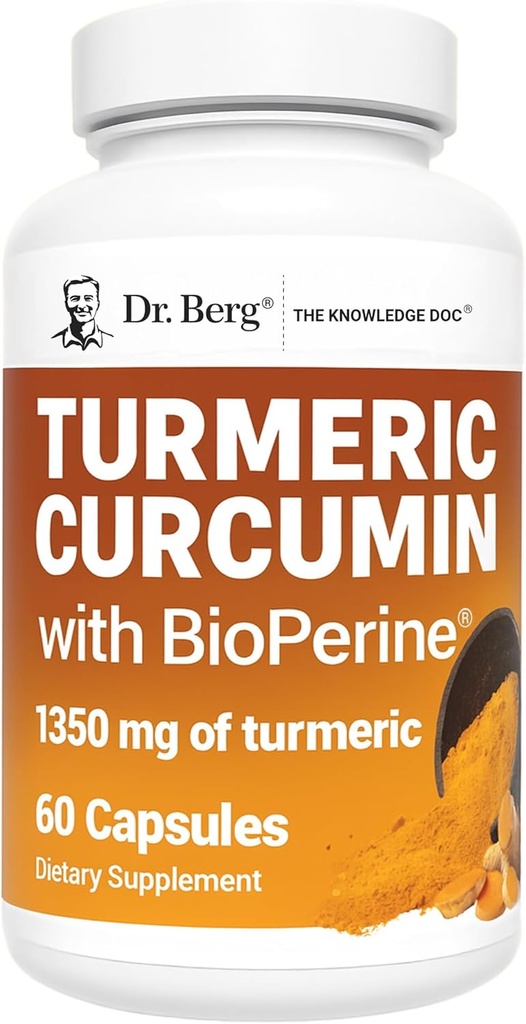 Dr Berg (tik 2 per dieną) Termerinis priedas su juodaisiais pipirais (Bioperine) - 1350 mg Termerinis Kurkuminas priedas su 95% Curcuminoids - Termerinis Kurkuminas su juodaisiais pipirais - 60 Kurmerinis Kapsulas