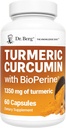 Berg doktorea (egunean 2 bakarrik) Turmeric Supplement with Black Pepper (BioPerine) - 1350 mg Turmeric Curcumin Supplement % 95 Curcuminoids - Turmeric Curcumin with Black Pepper - 60 Turmeric Capsules