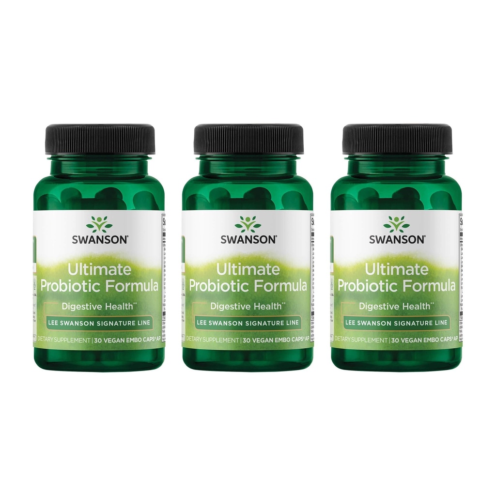 Swanson Ultimate Probiotic Formula Digestive Health Immune System Support 66 Billion CFU Prebiotic NutraFlora scFOS 30 DRcaps Veggie Capsules (Caps) (3 Pack)