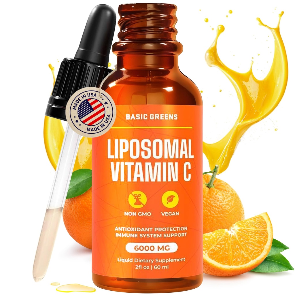 Liposomal Vitamin C Liquid 6000mg – High Absorption Liquid C Supplement for Immune Support, Antioxidant & Skin Health – Non-GMO, Vegan, Gentle Formula – 2 fl oz