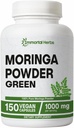 Moringa kapsulak, 1000mg Indarra, 20:1 Pure Moringa Leaf Powder, Digestive & Immune Support Green Superfood, Non-GMO & Gluten Free