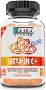 Zhou Vitaminas C + Gummies - Vitaminas C Gummies suaugusiems ir vaikams, 270 mg per Gummy su bioflavinoidais ir Acerola imuninės paramos - 60 Vegan Gummies
