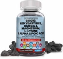 L-Lysine Coq10 Alpha Gummies acido lipoico rosso lievito di riso Magnesio Gummy per adulti e bambini - Integratori di amminoacidi Omega 3 Niacina Zinc Vitamina K2 D3 B3 - Vitamine per donne e uomini - 60 Orsi gommosi