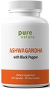 PureNature Ashwagandha piper beltzarekin Atera 60 Veggie kapsulak