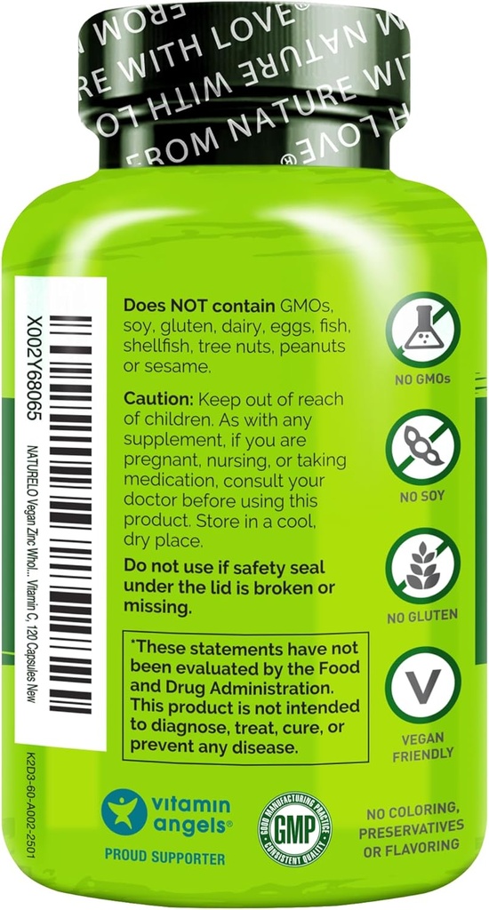 Y tá Vegan Immun Imune Hỗ trợ Capsules - Toàn bộ thức ăn với chất C cho da khỏe mạnh, tóc và móng tay - 120 Capsules