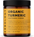 Erbology Organic Turmeric Powder 3.2 oz - 90 Servings - 5,5% Curcumin - Nici aditivi sau conservanți - Susținută direct de la ferma din India - Vegan - OMG-free