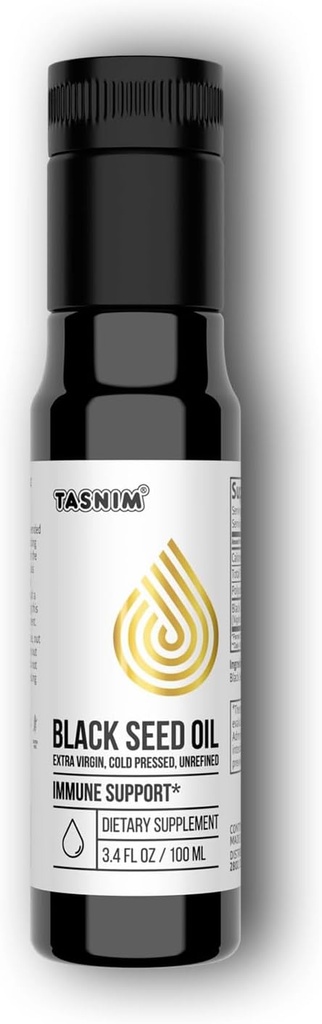 100% Ethiopian BlackSeed Oil 3.4 Fl Oz - Cold Pressed Black Seed Oil for Immune Support, High Potency 5.7% - 21% Thymoquinone Skin, Hair & Overll Health - Unrefined Black Cumin Seed Oil - Gluten Free