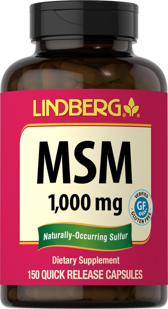 Lindberg MSM Supplement | 1000mg | 150 Powder Capsules | for Women and Men | Methylsulfonylmethane | Non-GMO, Gluten Free