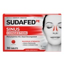 Sudafed PE Sinus Congestion Relief Tablets, Maximum Strength, Non-Drowsy 10 mg Phenylephrine HCI Decongestant for Sinus Pressure & Nasal Congestion Relief, Due to Cold or Allergies, 36 ct