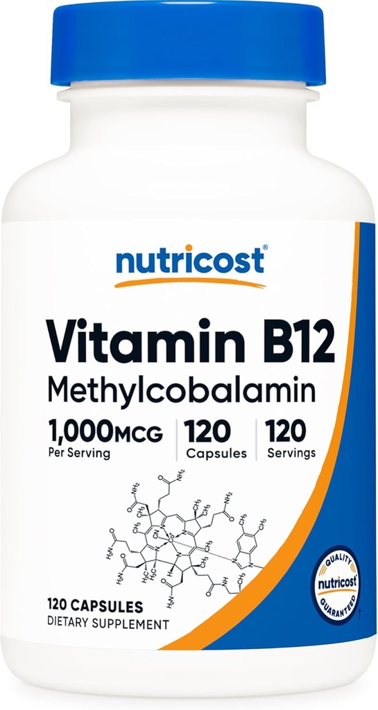Nutricost Vitamin B12 (methylkobalamin) 1000mcg, 120 Kapsle - Vegetariánské, Non- GMO & gluten zdarma B12 dodatek