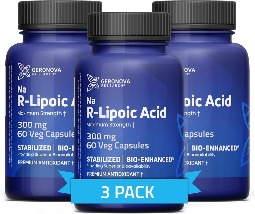 Gerova Research Bio-Enhaned R-Lipolic End, 300 mg Capsutions - 6 เดือน - resulized r Alpha Lipoic acid with Absorpation - R Lipoic spellation - 180 Count.