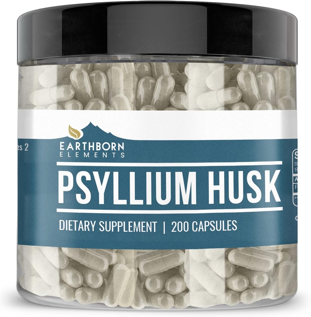 Наземные элементы Psyllium Husk 200 капсулы, чистые и неразбавленные, без добавок