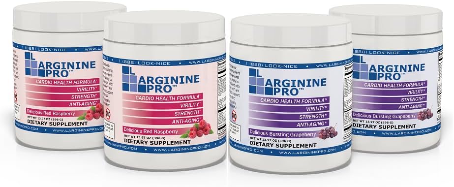 L-ARGININE PRO | 5,500mg L-Arginine Plus L-Citrulline 1,100mg Raspberry & Grape Powder Drink Mix Supplement for Increased Nitric Oxide Production