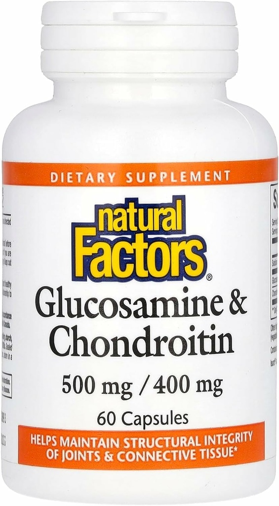Doğal Faktörler Glucosamine & Chondroitin - Sağlıklı Ortaklar ve Bağlayıcı Dokunu - Non-GMO & Gluten-Free - 60 Capsules (20 Hizmetler)
