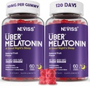 Melatonin Gummies 10mg 20mg für Erwachsene, Melatonin 10 mg pro Gummy mit Ashwagandha, Magnesium Glycinat, GABA, L-Theanin, Valerian Root & Lemon Balm, Rest Support Supplement, Grape Flavor, 2-Pack